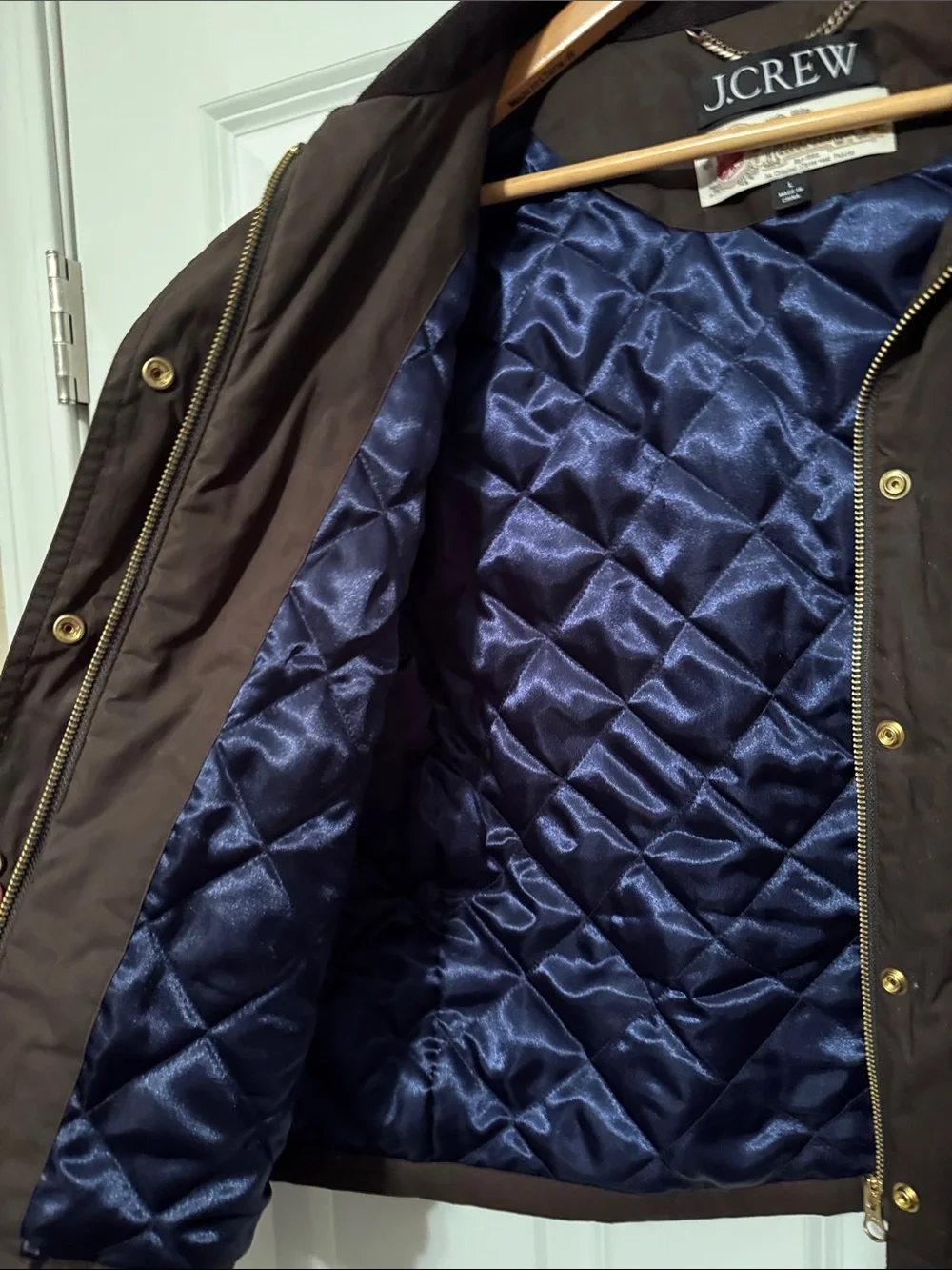 J. Crew Brown Utility Jacket with Navy Quilted Lining - Picture 3 of 3